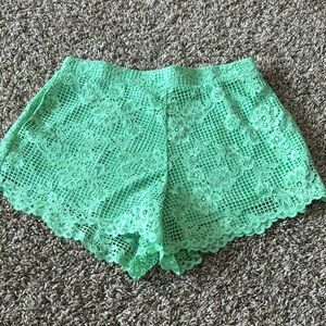 Mint Green Lace Shorts